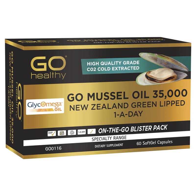 Mussel Oil 35,000mg New Zealand Green Lipped 1-A-Day 60 Capsules