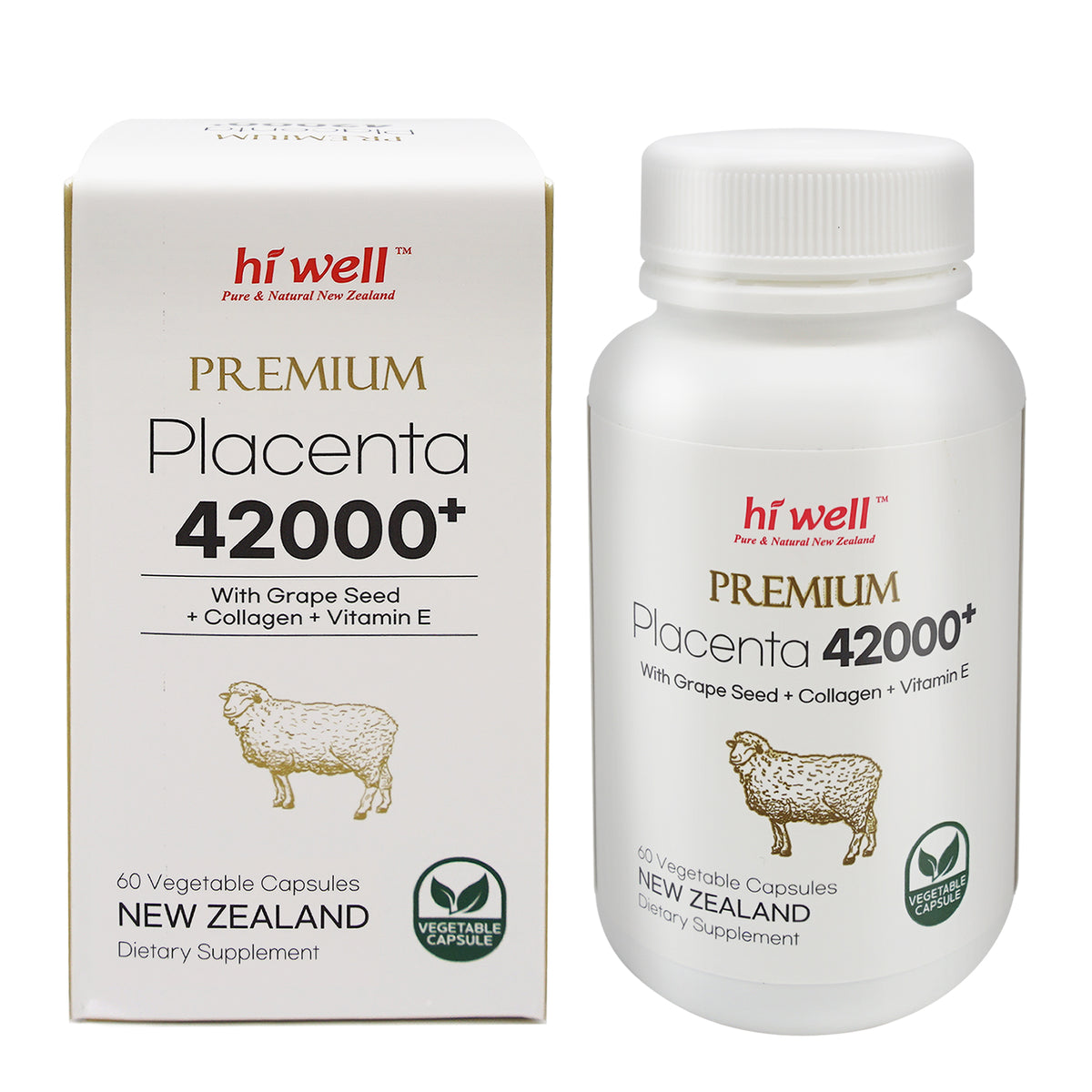 Hi Well Premium Placenta 42000+ 60 Vege Capsules