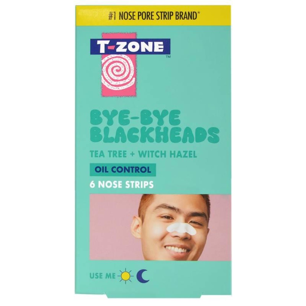 T-Zone Bye Bye Blackheads Tea Tree + Witch Hazel Nose Pore Strips (6 Pack)