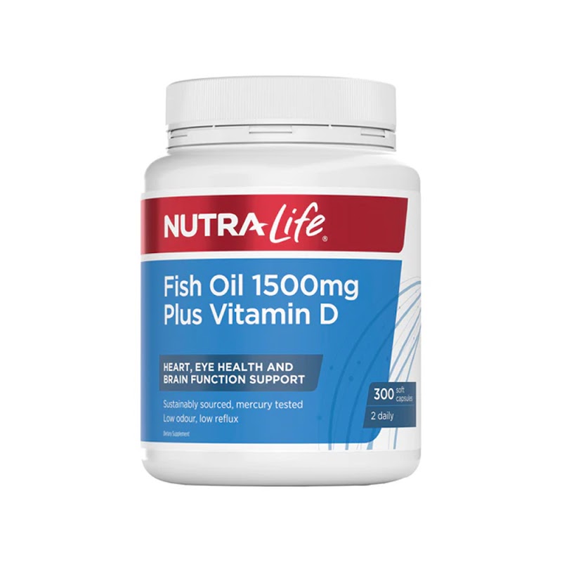 フィッシュオイル 1,500mg + ビタミンD (300粒) - 日々の健康サポート