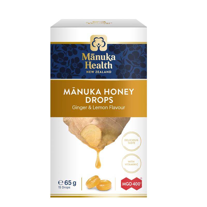 Manuka Health Manuka Honey Lozenge Drops Lemon & Ginger 15 Pack 65g