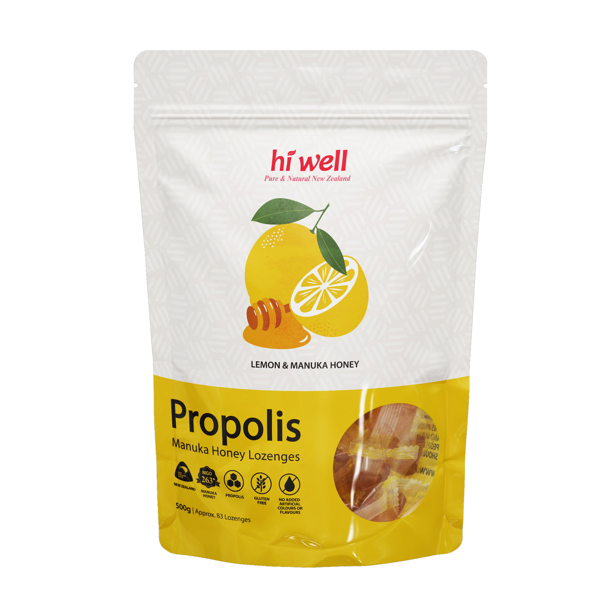 Hi Well Propolis Manuka Honey Lozenges Lemon&Manuka Honey 500g