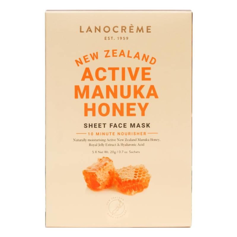 Lanolin Manuka Honey Sheet Face Mask 5 Pack